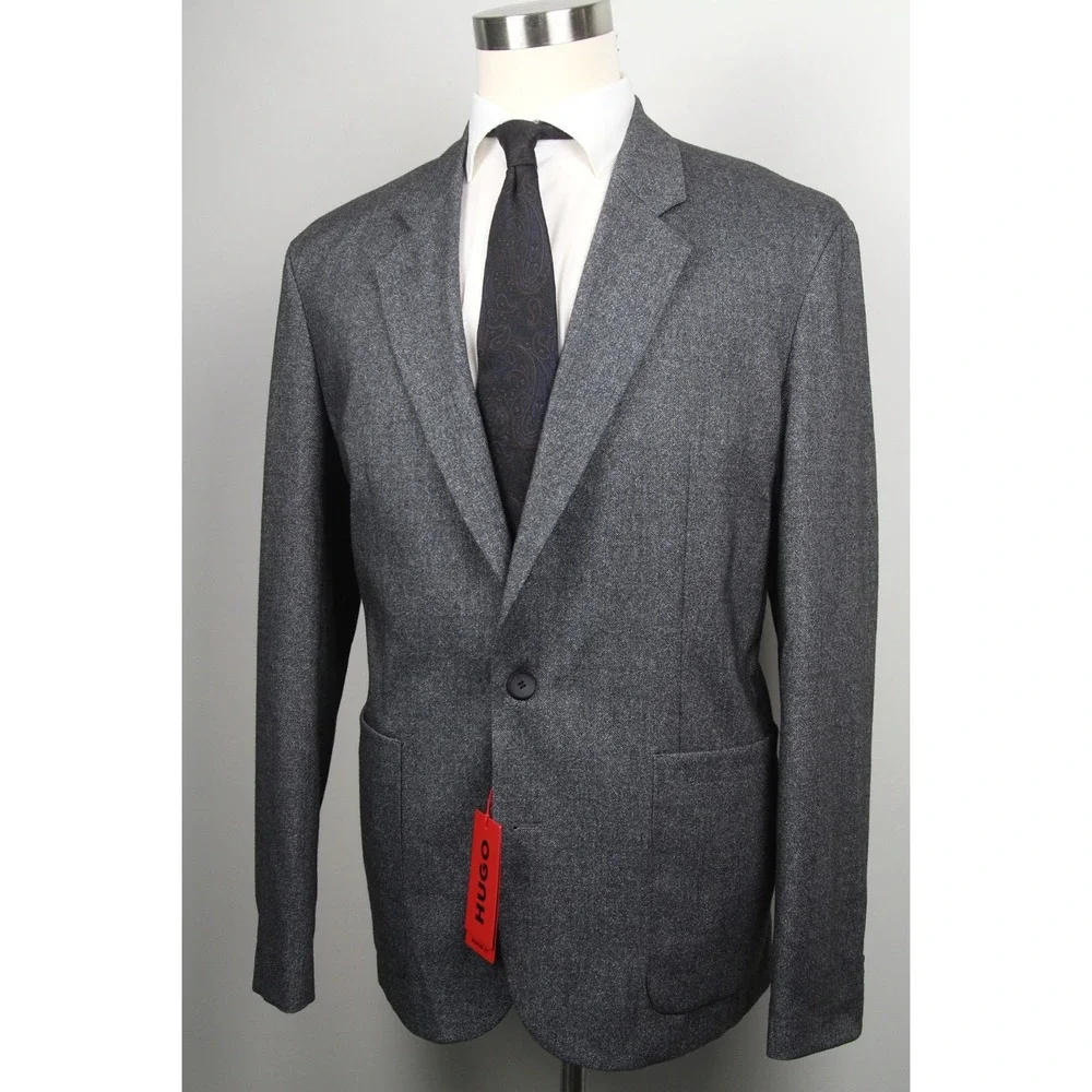 Hugo by Hugo‎ Boss Mens 2-pc suit Gray Modern-Fit Patch Pocket Jacket Size 40R